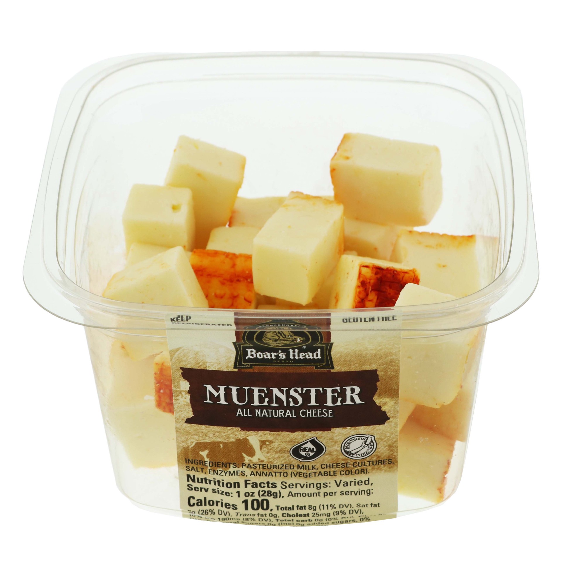 slide 1 of 1, Boar's Head Muenster Cheese Cubes, per lb