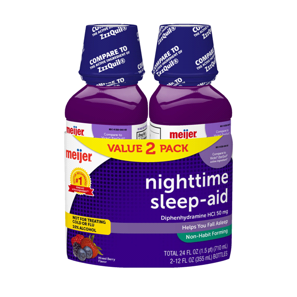 slide 1 of 1, Meijer Nighttime Sleep Aid Berry Flavored, 2 ct; 12 oz