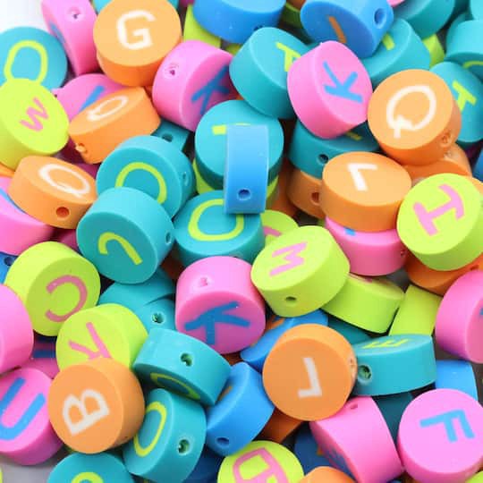 slide 1 of 4, Mixed Neon Clay Alphabet Beads By Creatology, 10 mm