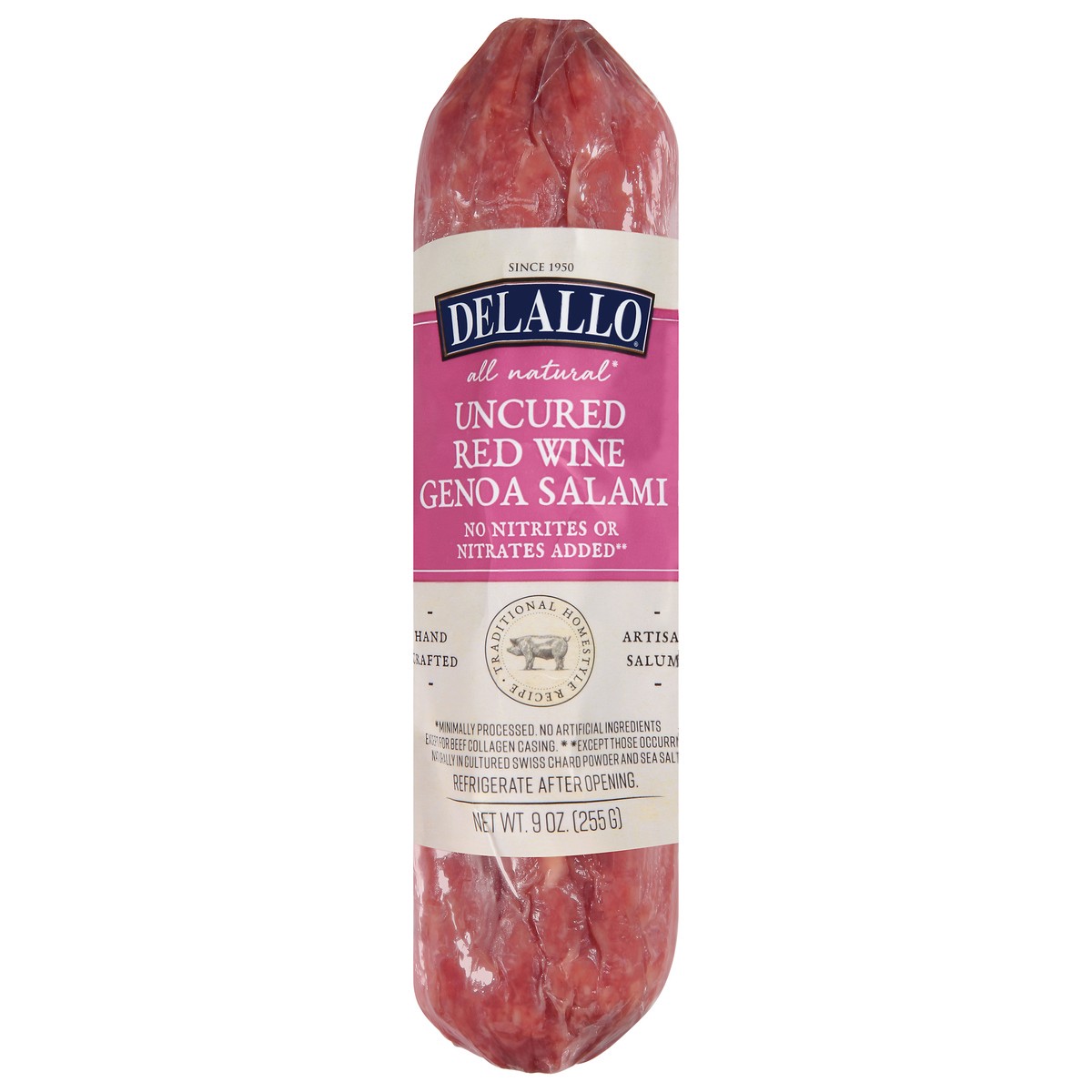 slide 3 of 14, DeLallo Uncured Red Wine Genoa Salami, 1 ct