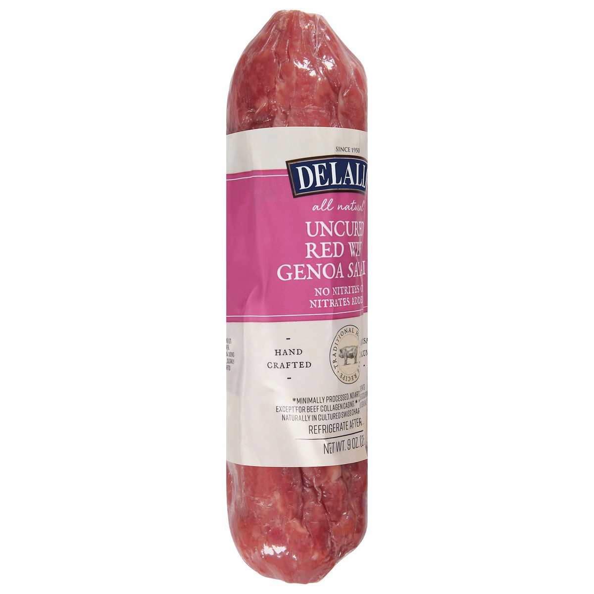 slide 2 of 14, DeLallo Uncured Red Wine Genoa Salami, 1 ct