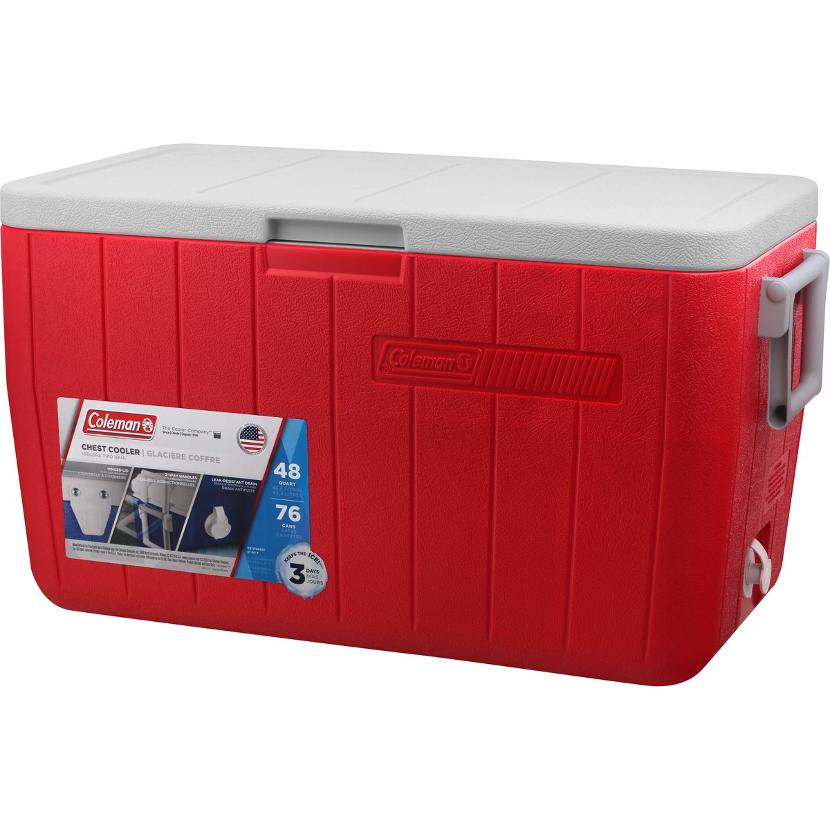 slide 3 of 8, Coleman Performance Cooler - Red, 48 qt