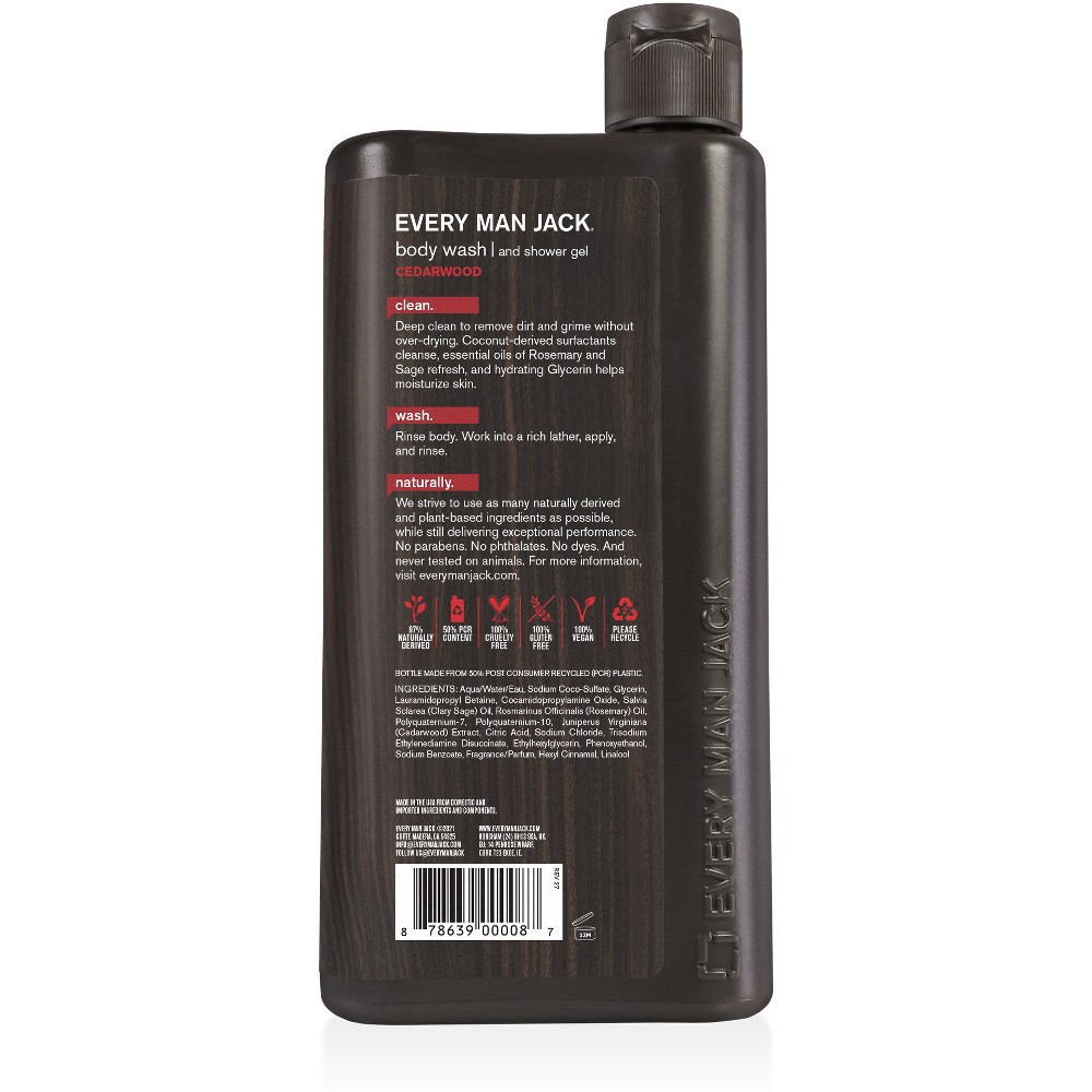 slide 11 of 11, Every Man Jack Cedarwood Hydrating Body Wash for Men, Naturally Derived, 16.9 oz, 16.9 oz