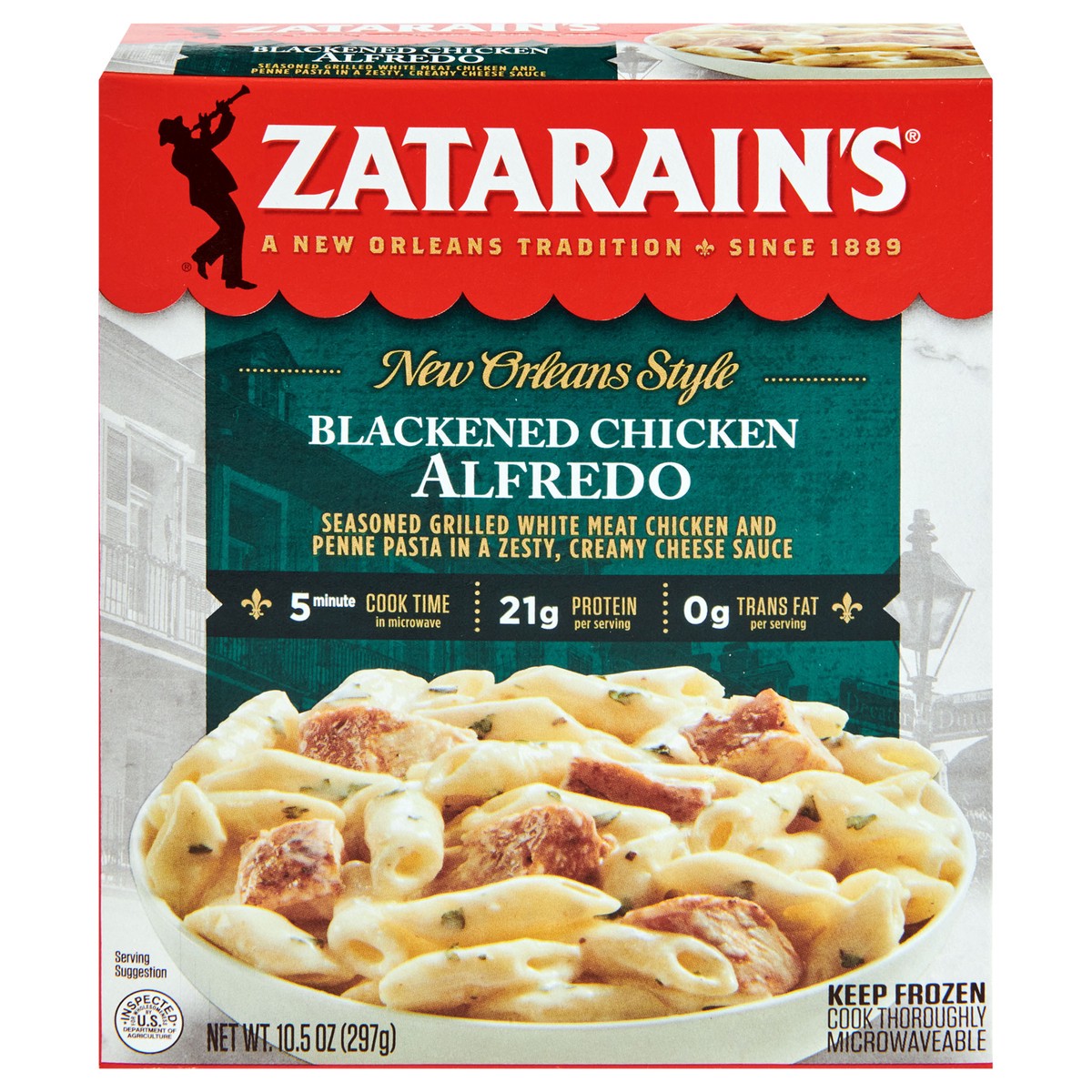 slide 8 of 13, Zatarain's Frozen Meal - Blackened Chicken Alfredo, 10.5 oz