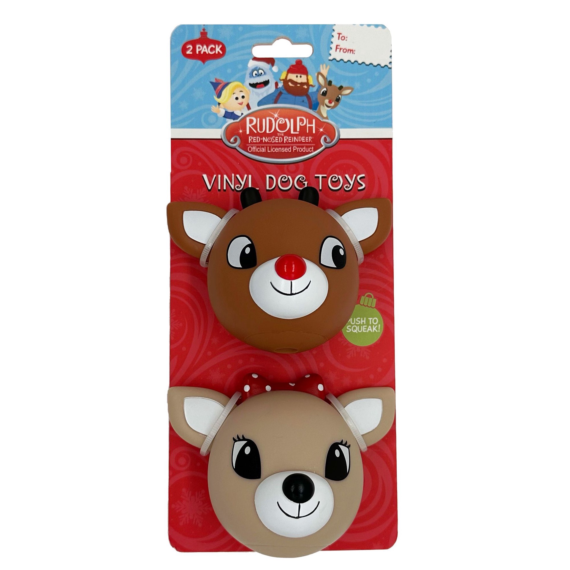 slide 1 of 1, GMason Rudolph Holiday Clarice & Rudolph Vinyl Squeaker Dog Toy - 2 Pack, 1 ct