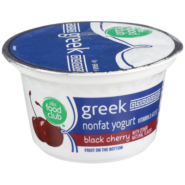 slide 1 of 1, Food Club Black Cherry Fruit On The Bottom Greek Nonfat Yogurt, 5.3 oz