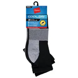 Hanes Cool Dri Men's Black Ankle Socks 3 ea