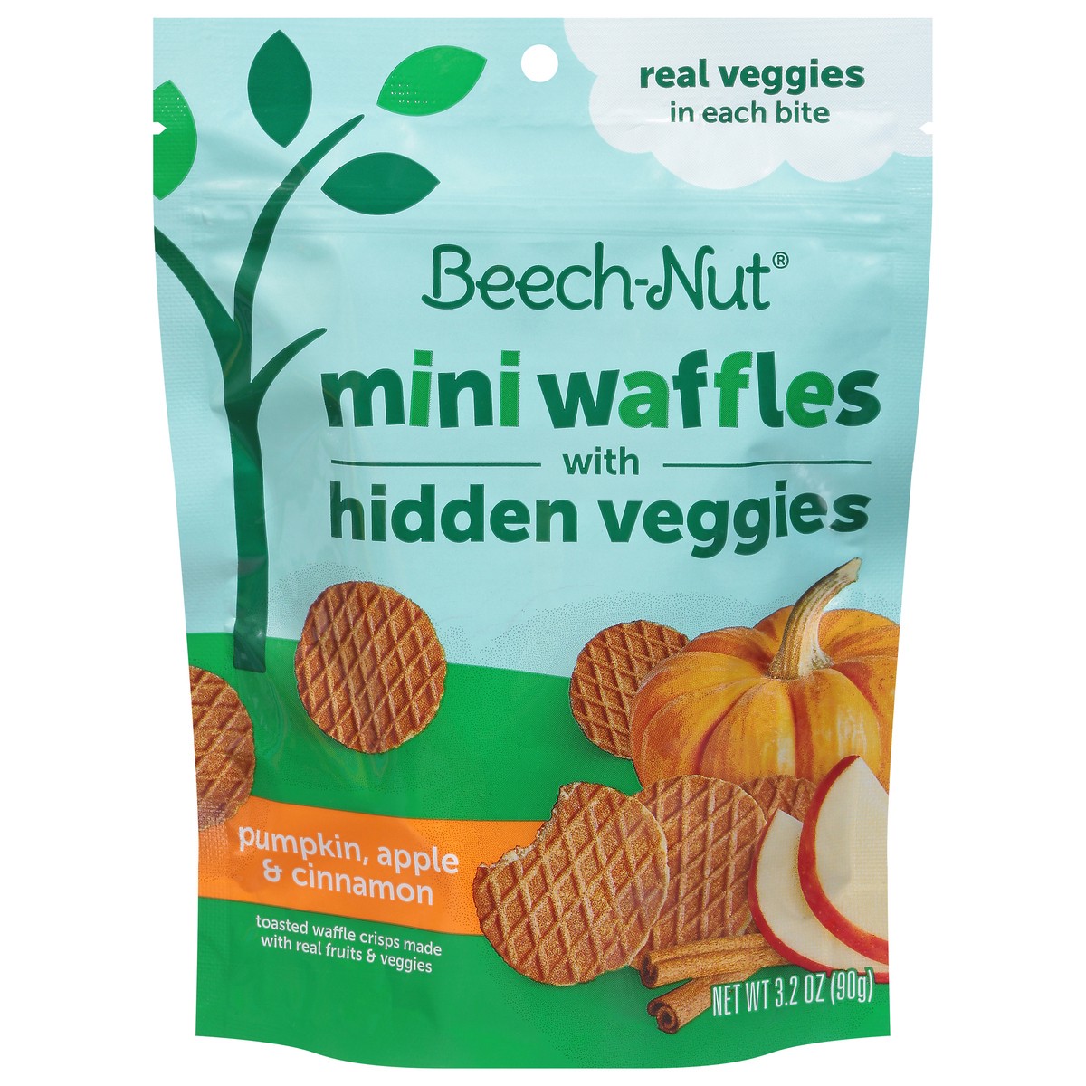 slide 1 of 13, Beech-Nut Pumpkin, Apple & Cinnamon Waffles with Hidden Veggies Mini 3.2 oz, 3.2 oz