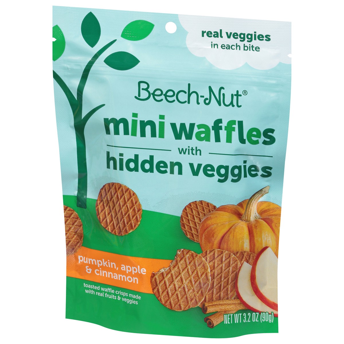 slide 2 of 13, Beech-Nut Pumpkin, Apple & Cinnamon Waffles with Hidden Veggies Mini 3.2 oz, 3.2 oz