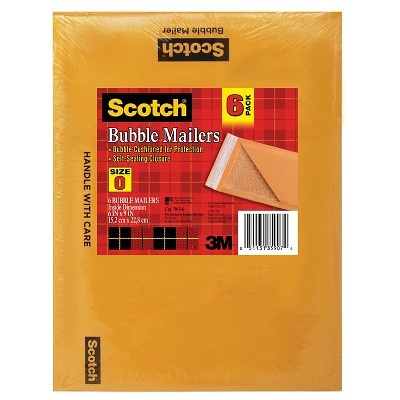 slide 1 of 1, Scotch Bubble Mailers Size 0, 6 ct