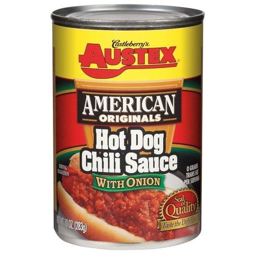 slide 1 of 1, Austex American Originals Hot Dog Chili Sauce with Onion, 10 oz