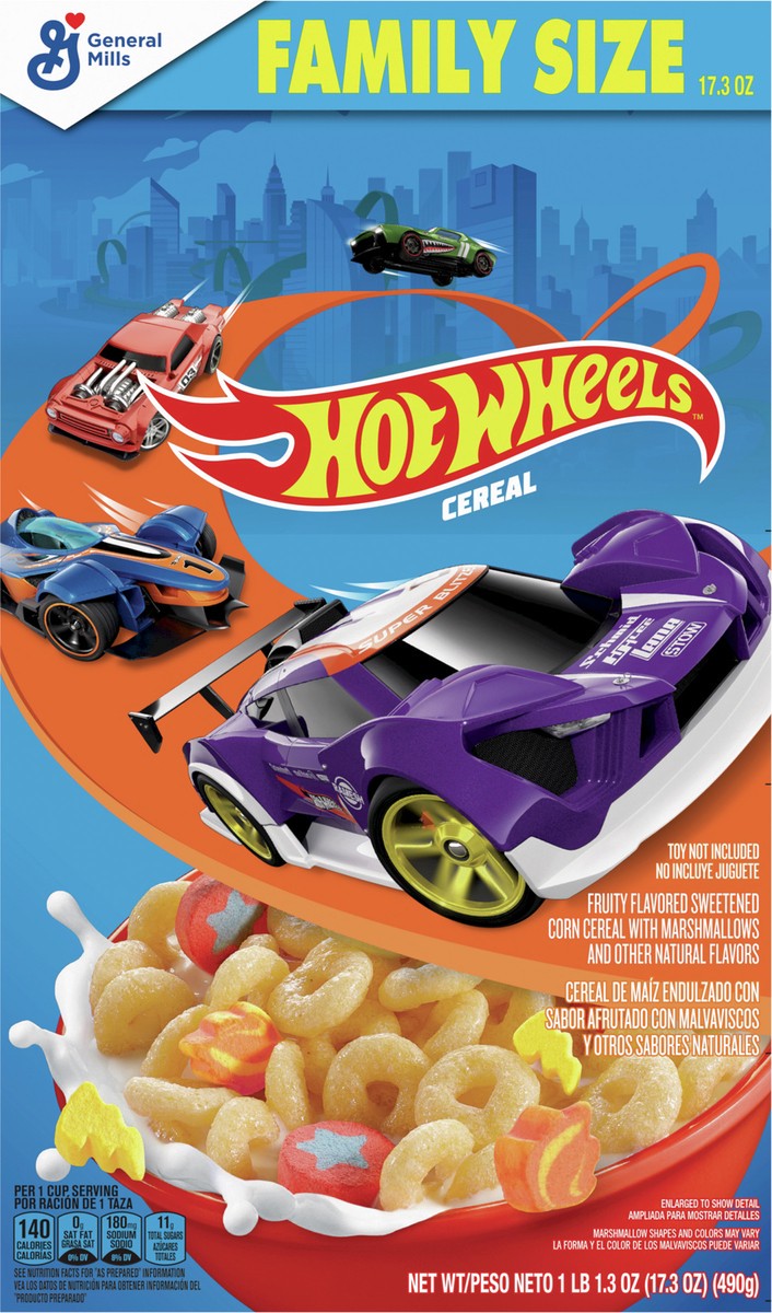 slide 6 of 9, Hot Wheels Breakfast Cereal with Marshmallows, Family Size, 17.3 OZ, 17.3 oz