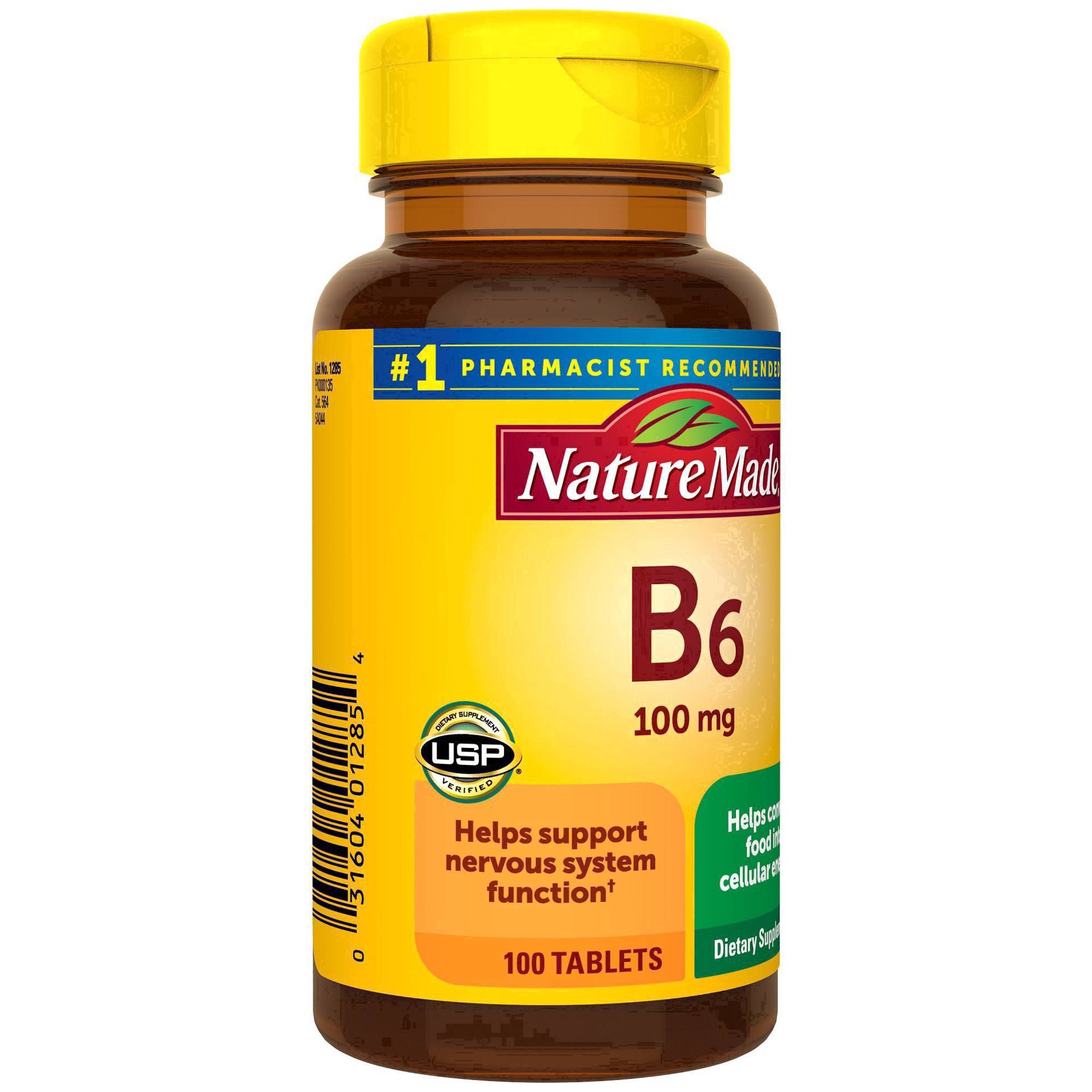 slide 49 of 69, Nature Made Vitamin B6 100 mg, B6 Vitamins for Energy Metabolism Support, 100 Tablets, 100 Day Supply, 100 ct