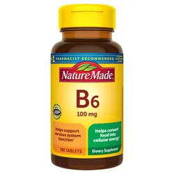 Nature Made Vitamin B6 100 mg, B6 Vitamins for Energy Metabolism Support, 100 Tablets, 100 Day Supply