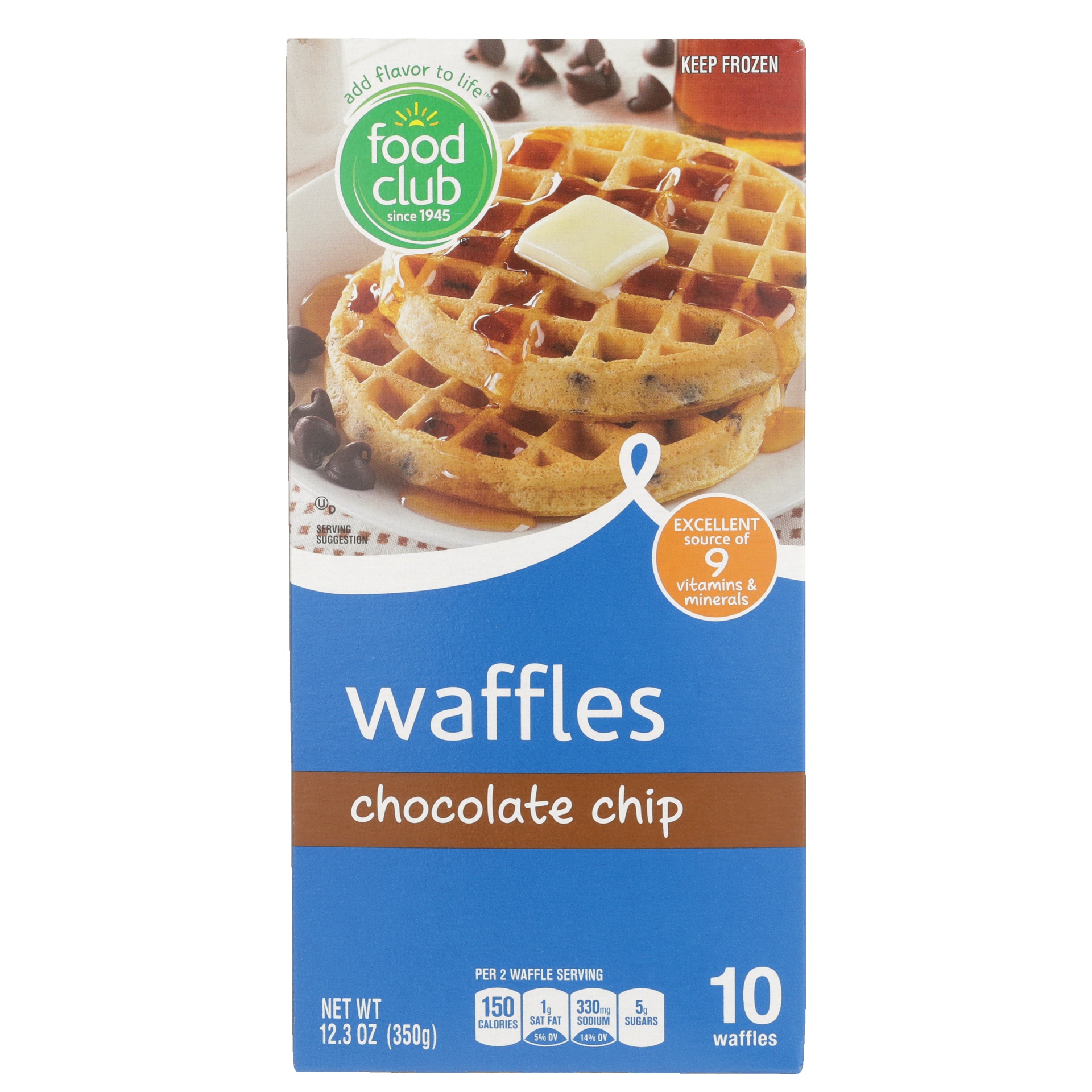 slide 1 of 6, Food Club Chocolate Chip Waffles, 10 ct; 12.3 oz