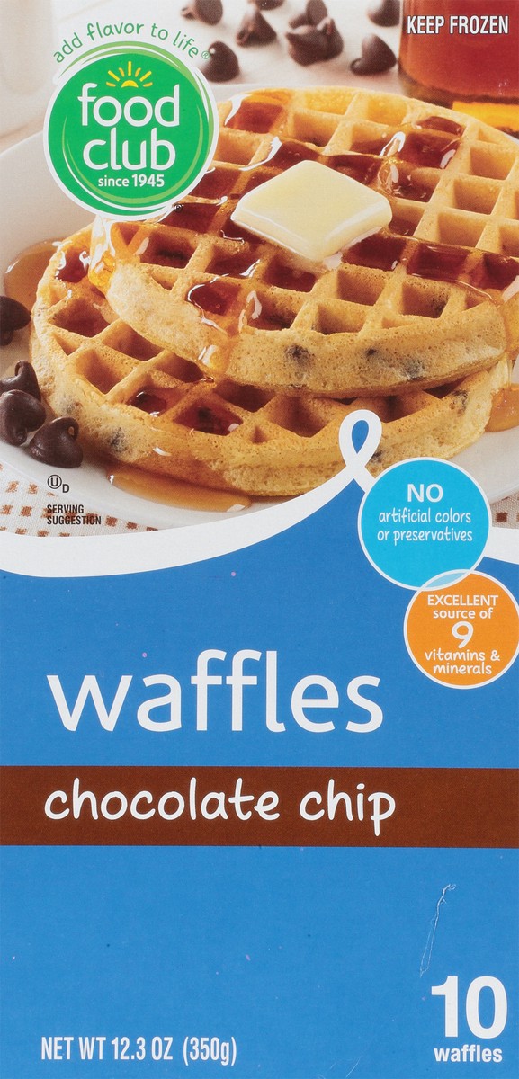 slide 9 of 14, Food Club Chocolate Chip Waffles 10 ea, 10 ct