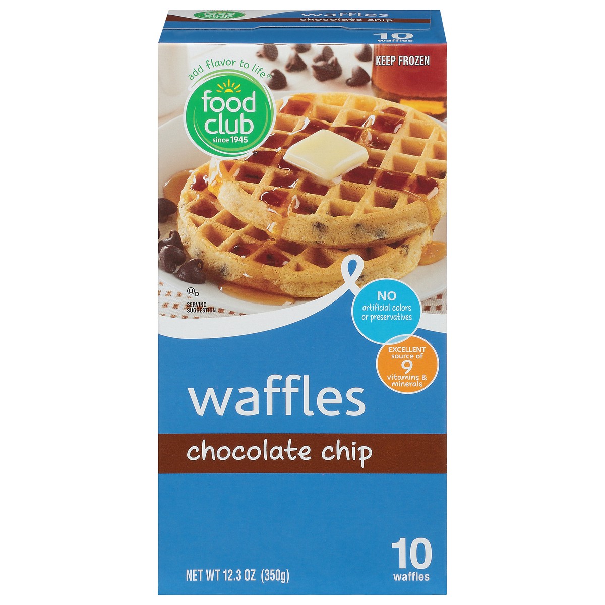 slide 1 of 14, Food Club Chocolate Chip Waffles 10 ea, 10 ct