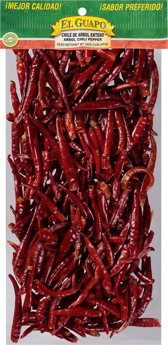 slide 7 of 7, El Guapo Whole Arbol Chili Pods (Chile de Arbol Entero), 16 oz, 16 oz