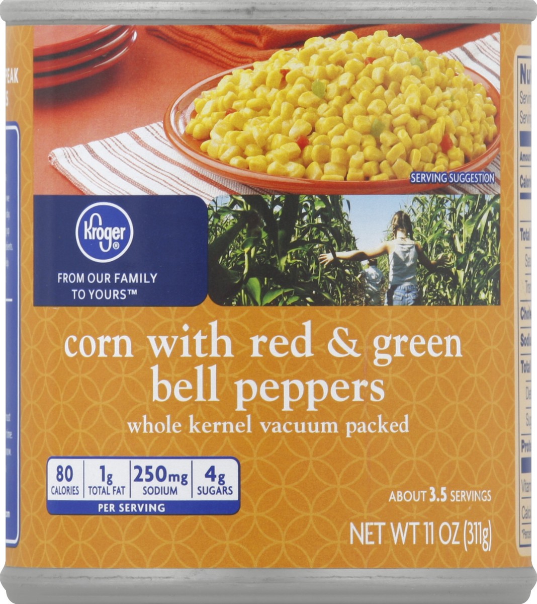 slide 5 of 6, Kroger Whole Kernel Corn with Red & Green Bell Peppers Vacuum Packed, 11 oz