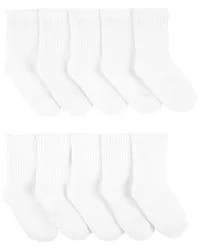 Carter's Toddler 10-Pack Crew Socks White 2T4T