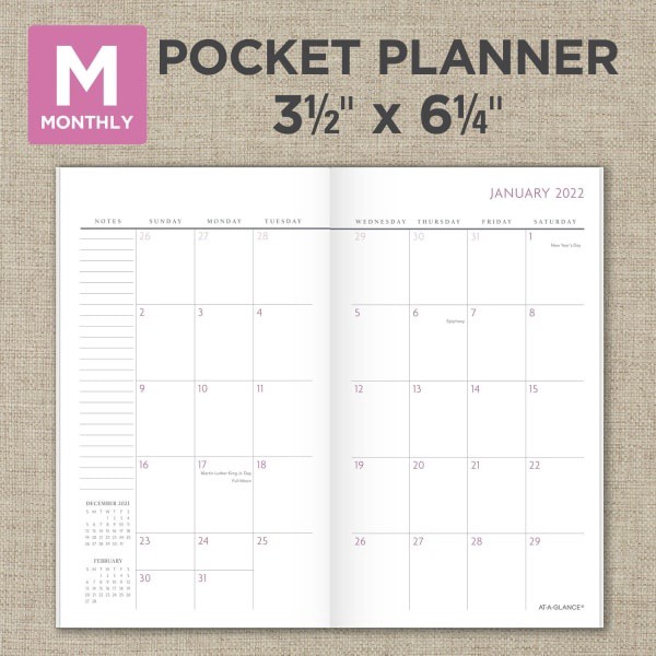 slide 8 of 8, AT-A-GLANCE BADGE Floral 2022-2023 Two Year Monthly Planner, Pocket, 3 1/2" x 6", 1 ct