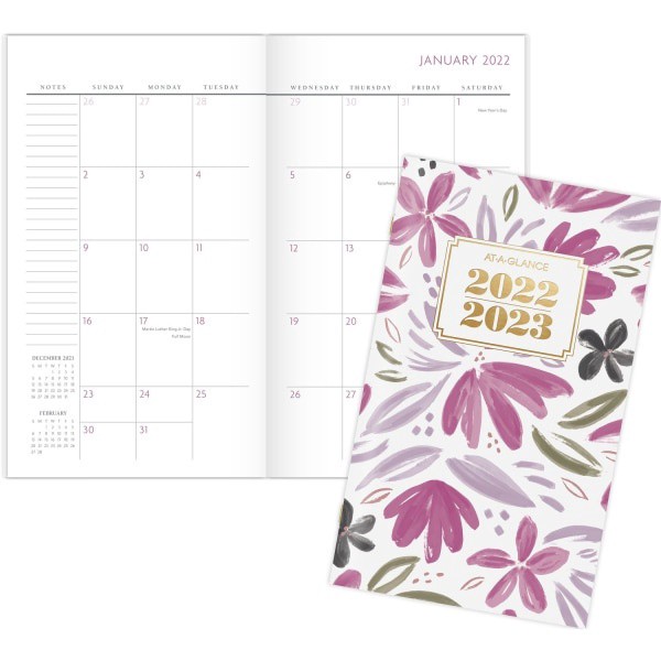 slide 7 of 8, AT-A-GLANCE BADGE Floral 2022-2023 Two Year Monthly Planner, Pocket, 3 1/2" x 6", 1 ct