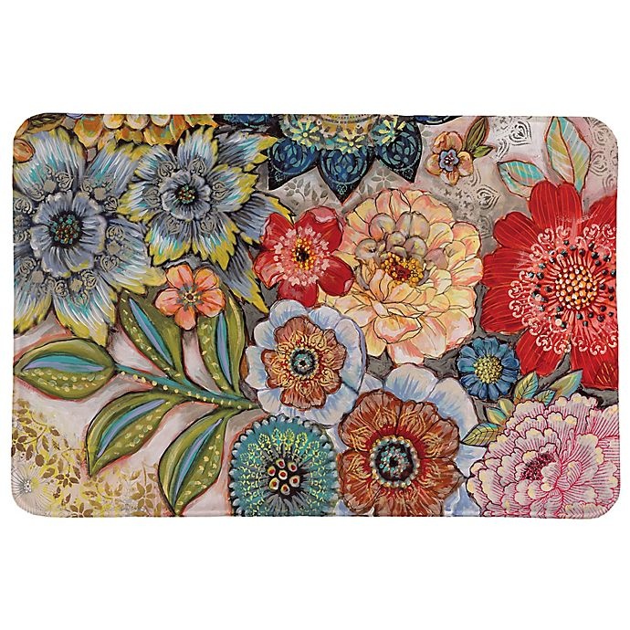 slide 1 of 1, Laural Home Boho Bouquet Memory Foam Bath Rug, 1 ct