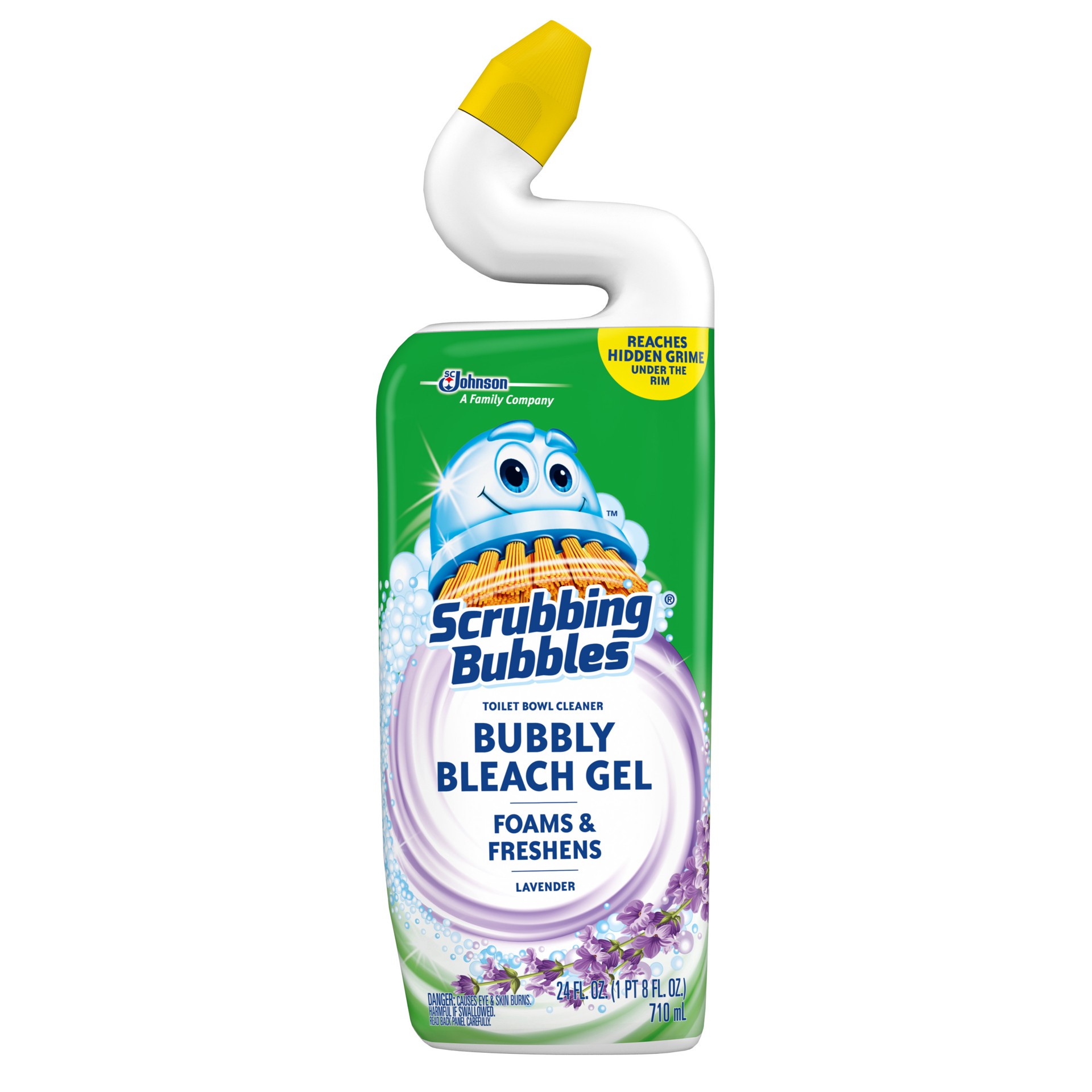 slide 1 of 7, Scrubbing Bubbles Bubbly Bleach Gel Toilet Bowl Cleaner, Lavender, 1 Squeeze Bottle, 24 oz, 24 fl oz