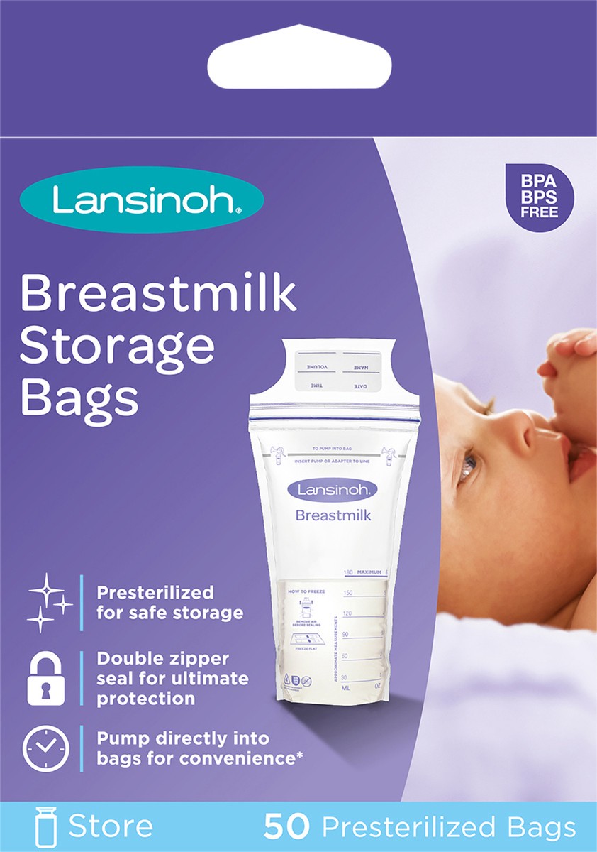 slide 4 of 7, Lansinoh Presterilized Breastmilk Storage Bags 50 ea, 50 ct