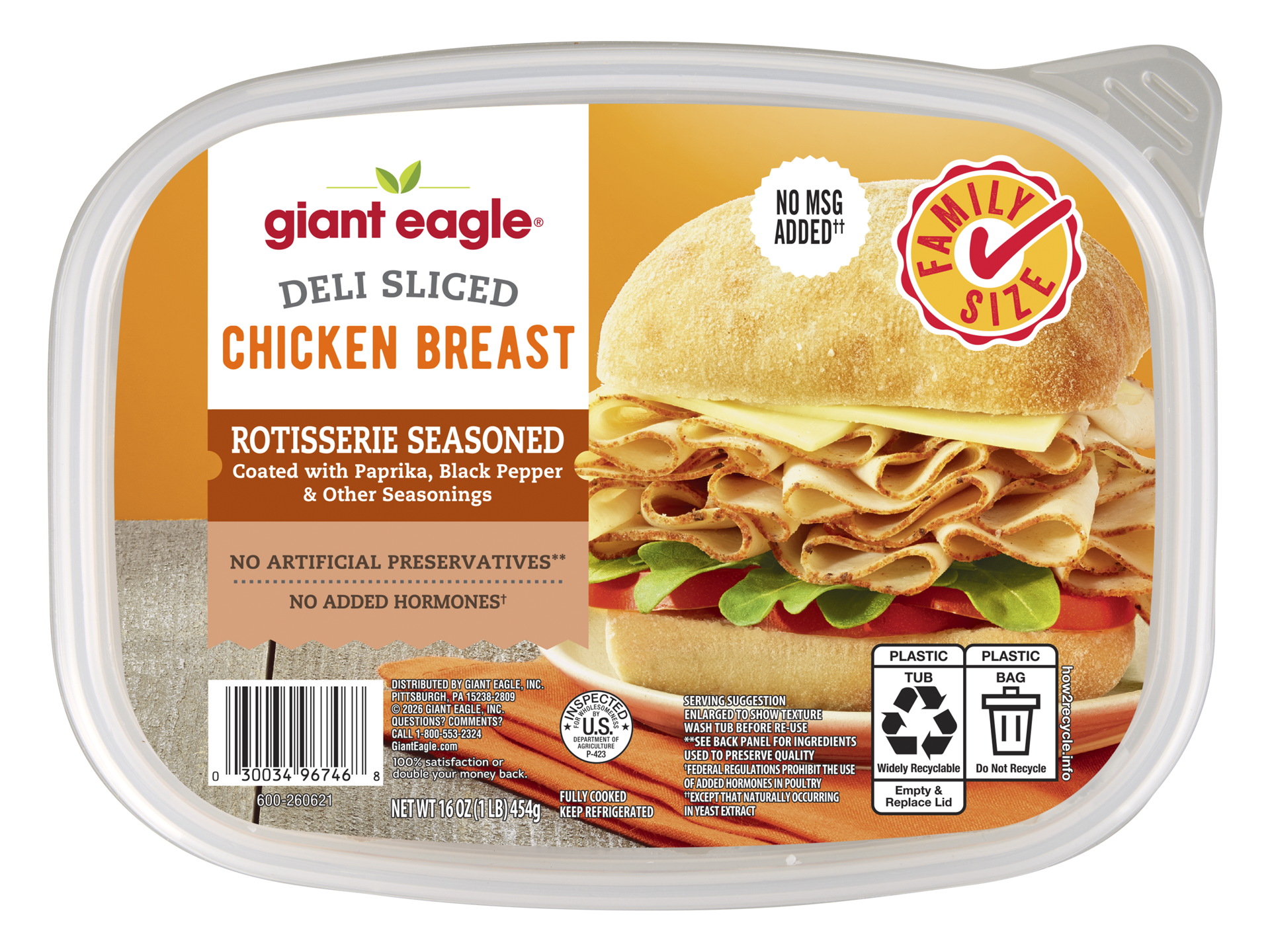 slide 1 of 1, Giant Eagle Deli Sliced Rotisserie Chicken Breast, 16 oz