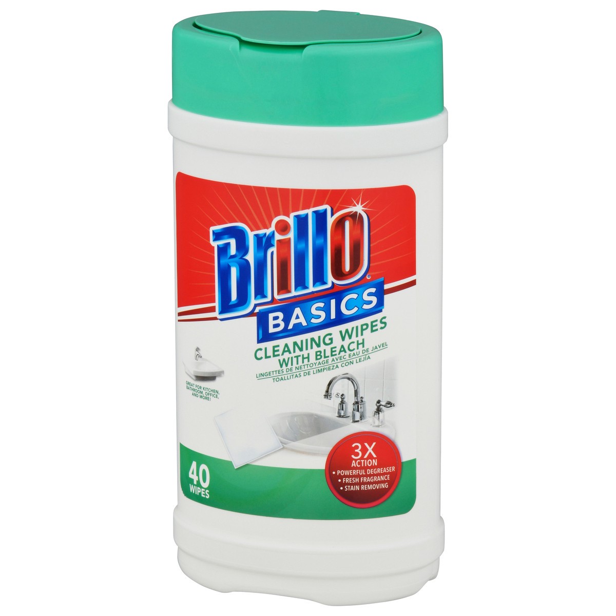 slide 9 of 9, Brillo Basic Wipes With Bleach, 40 ct