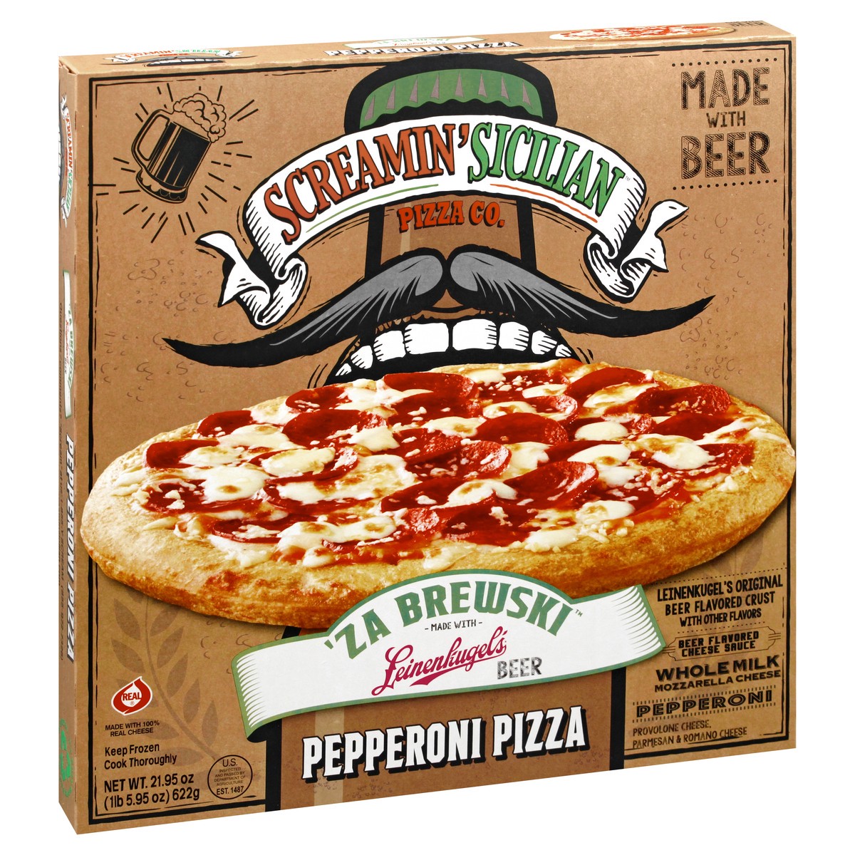 slide 2 of 12, Screamin' Sicilian 'Za Brewski Pepperoni Pizza 21.95 oz, 21.95 oz