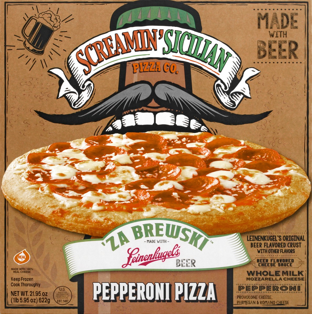 slide 6 of 12, Screamin' Sicilian 'Za Brewski Pepperoni Pizza 21.95 oz, 21.95 oz