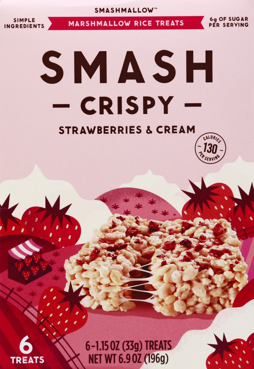 slide 4 of 4, SmashMallow Smash Strawberries & Cream Crispy, 6 ct; 1.15 oz