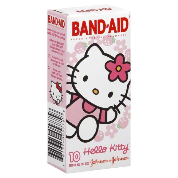 slide 1 of 1, BAND-AID Hello Kitty Adhesive Bandages, 10 ct