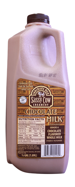 slide 1 of 1, Sassy Cow Creamery Chocolate Flavored Whole Milk, 1/2 gal