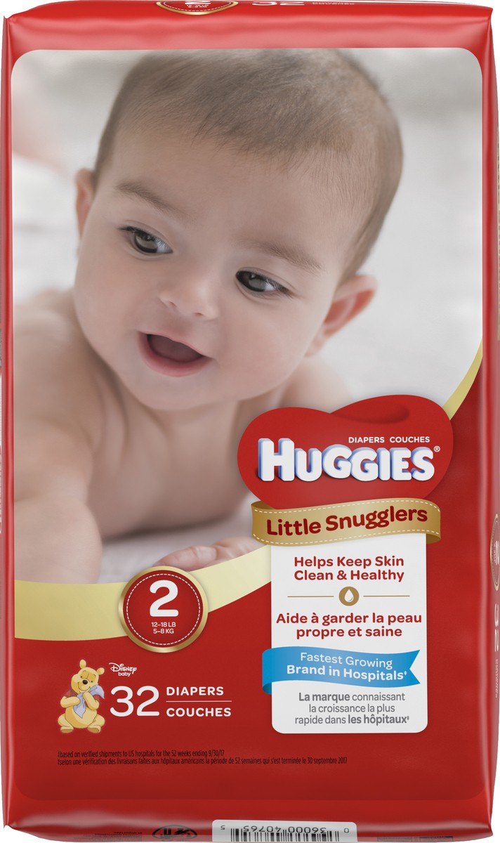 slide 5 of 6, Huggies Little Snugglers Baby Diapers Size 2, 32 ct