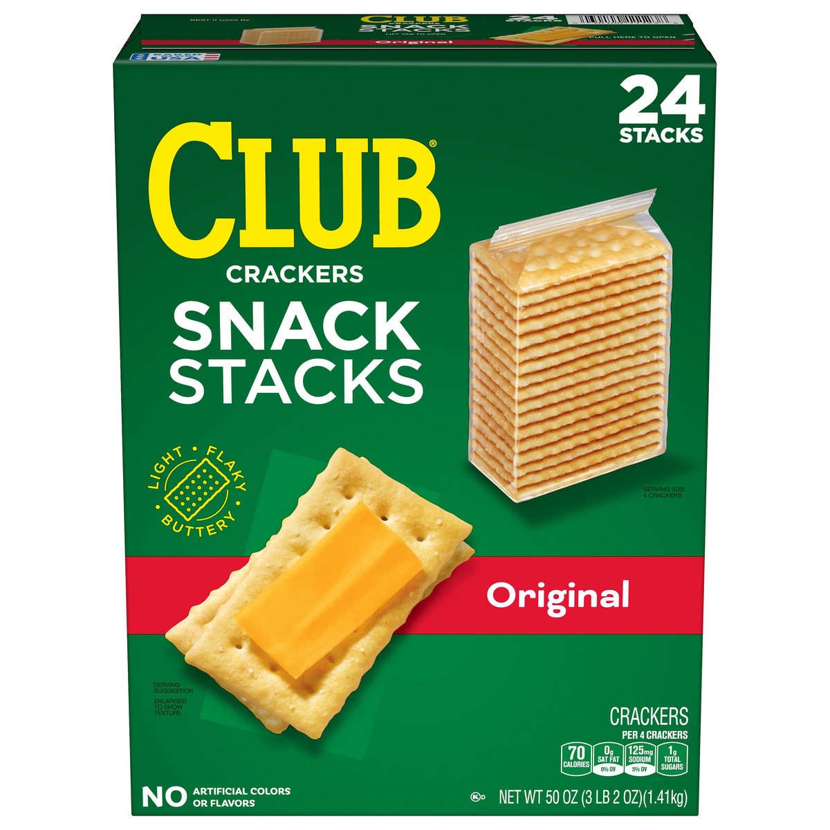 slide 1 of 5, Club Snack Stacks Original Crackers, 50 oz