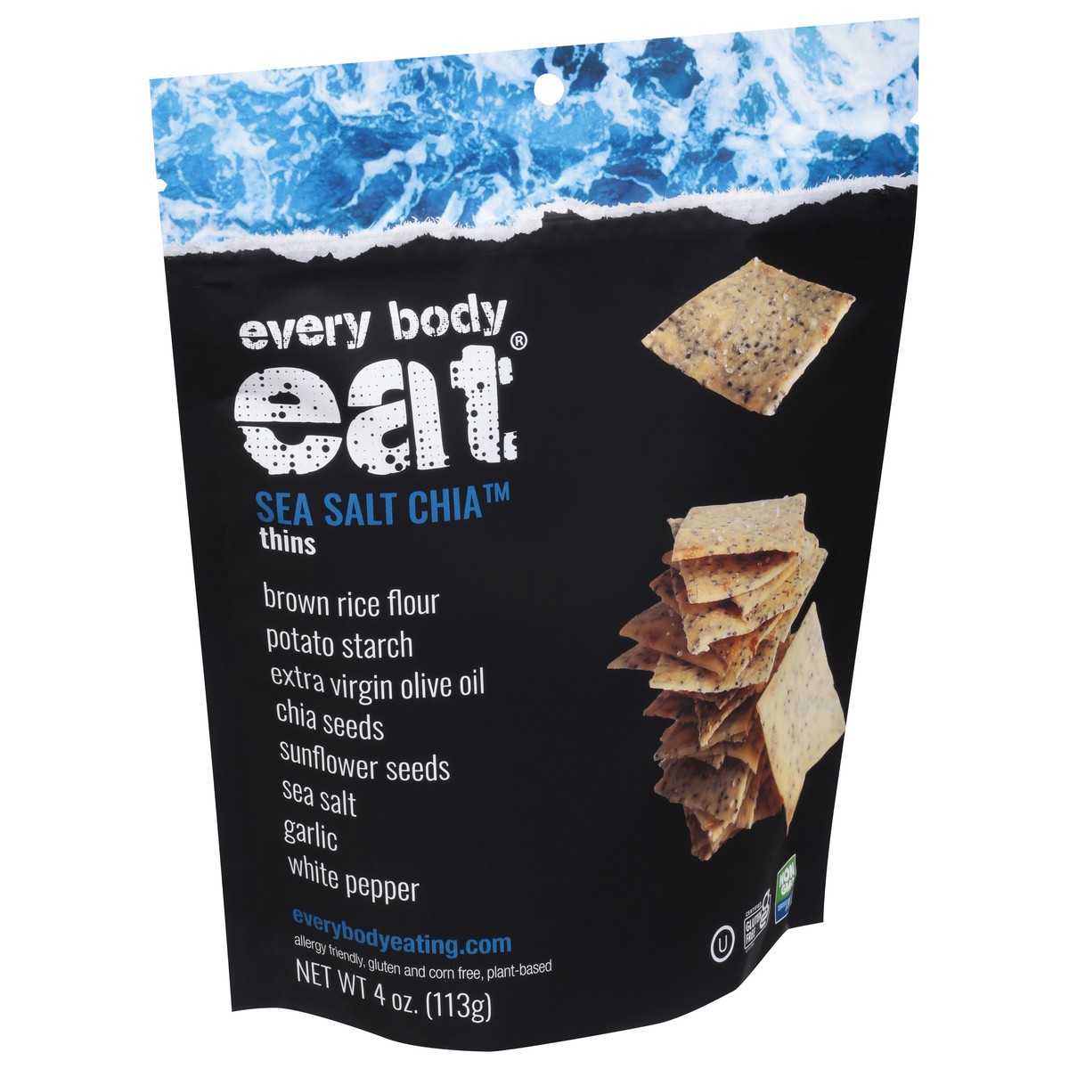 slide 2 of 9, Every Body Eat Sea Salt Chia Thins 4 oz, 4 oz