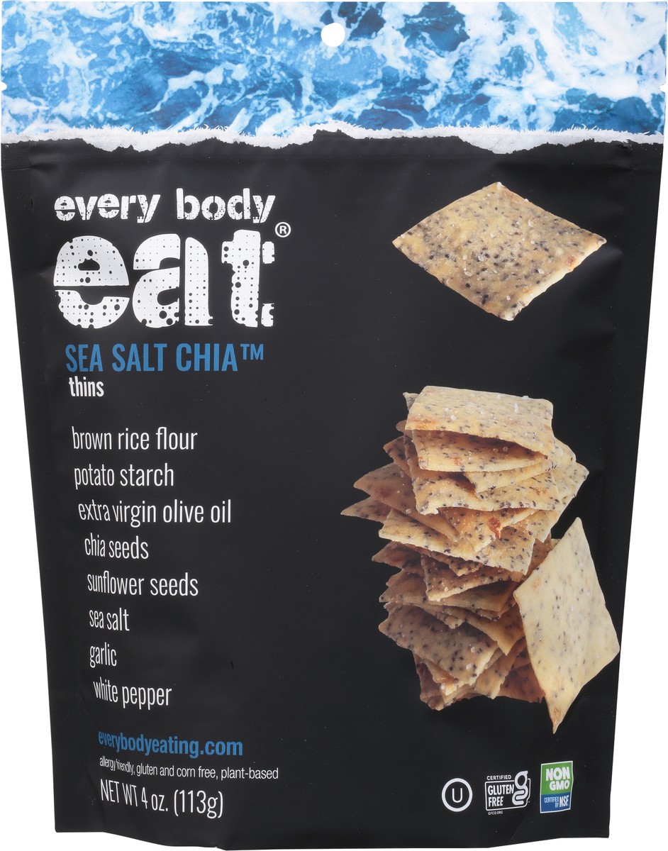 slide 6 of 9, Every Body Eat Sea Salt Chia Thins 4 oz, 4 oz