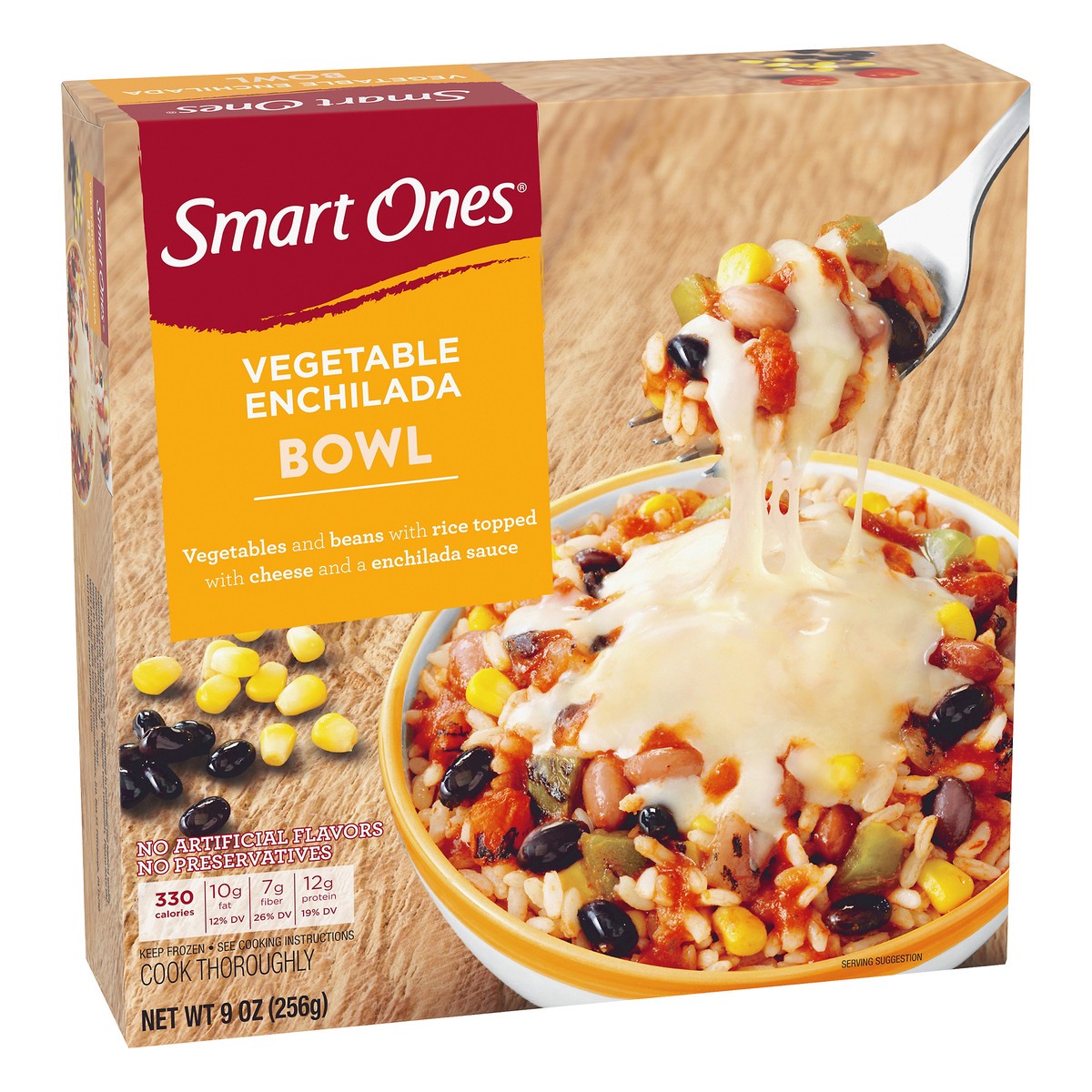 slide 4 of 10, Smart Ones Vegetable Enchilada Bowl with Beans, Rice, Cheese & Enchilada Sauce Frozen Meal, 9 oz Box, 256 g