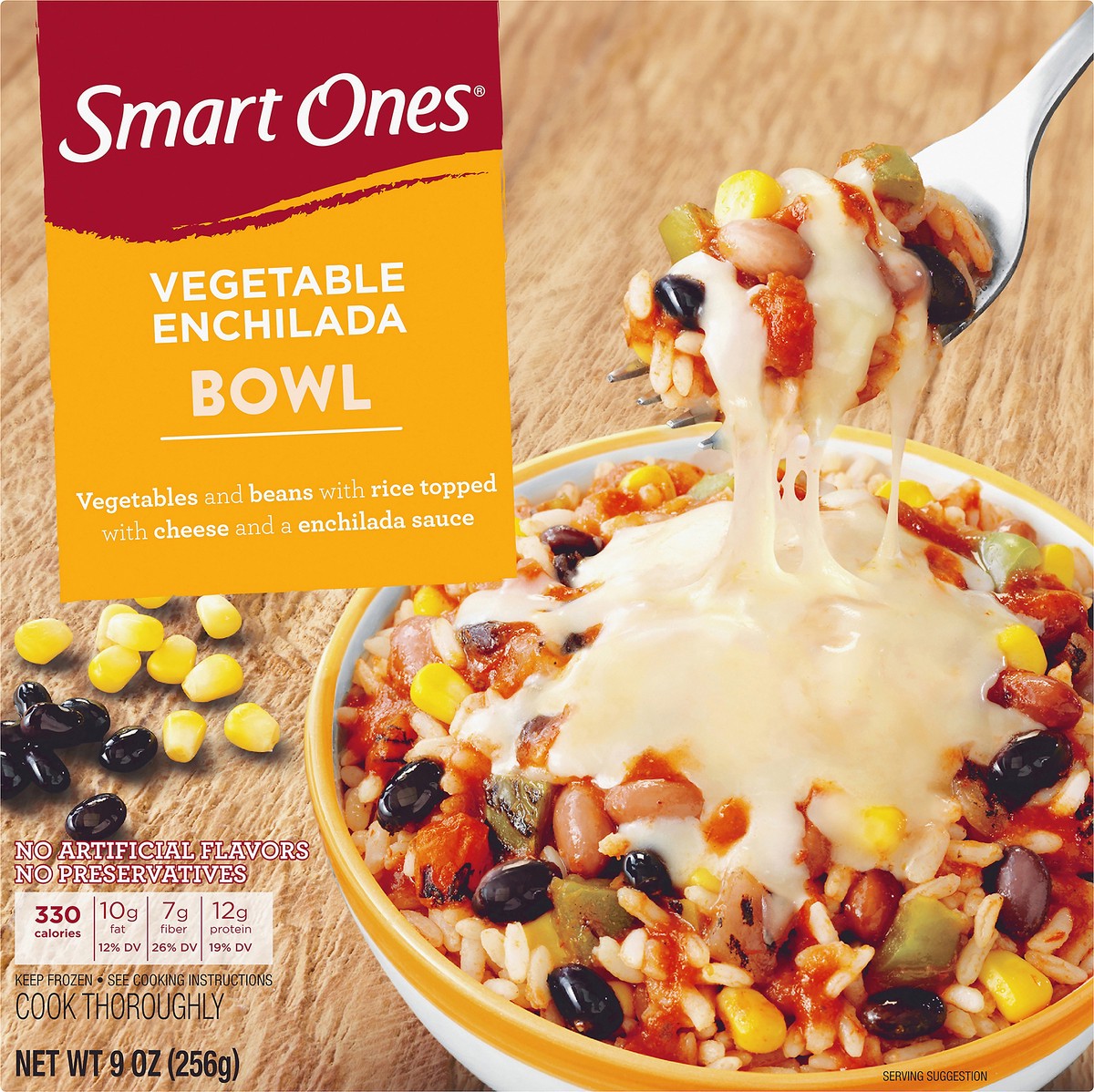 slide 1 of 10, Smart Ones Vegetable Enchilada Bowl with Beans, Rice, Cheese & Enchilada Sauce Frozen Meal, 9 oz Box, 256 g