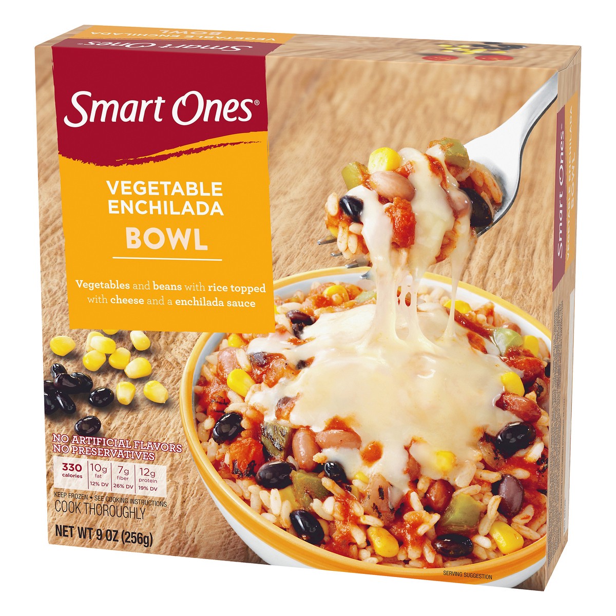 slide 7 of 10, Smart Ones Vegetable Enchilada Bowl with Beans, Rice, Cheese & Enchilada Sauce Frozen Meal, 9 oz Box, 256 g