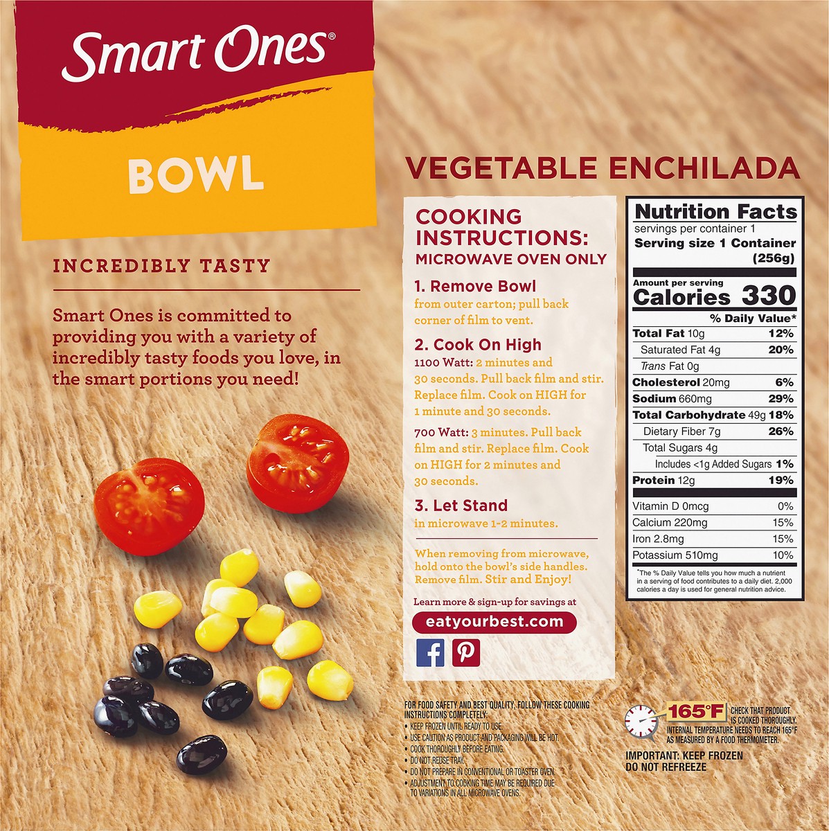 slide 6 of 10, Smart Ones Vegetable Enchilada Bowl with Beans, Rice, Cheese & Enchilada Sauce Frozen Meal, 9 oz Box, 256 g