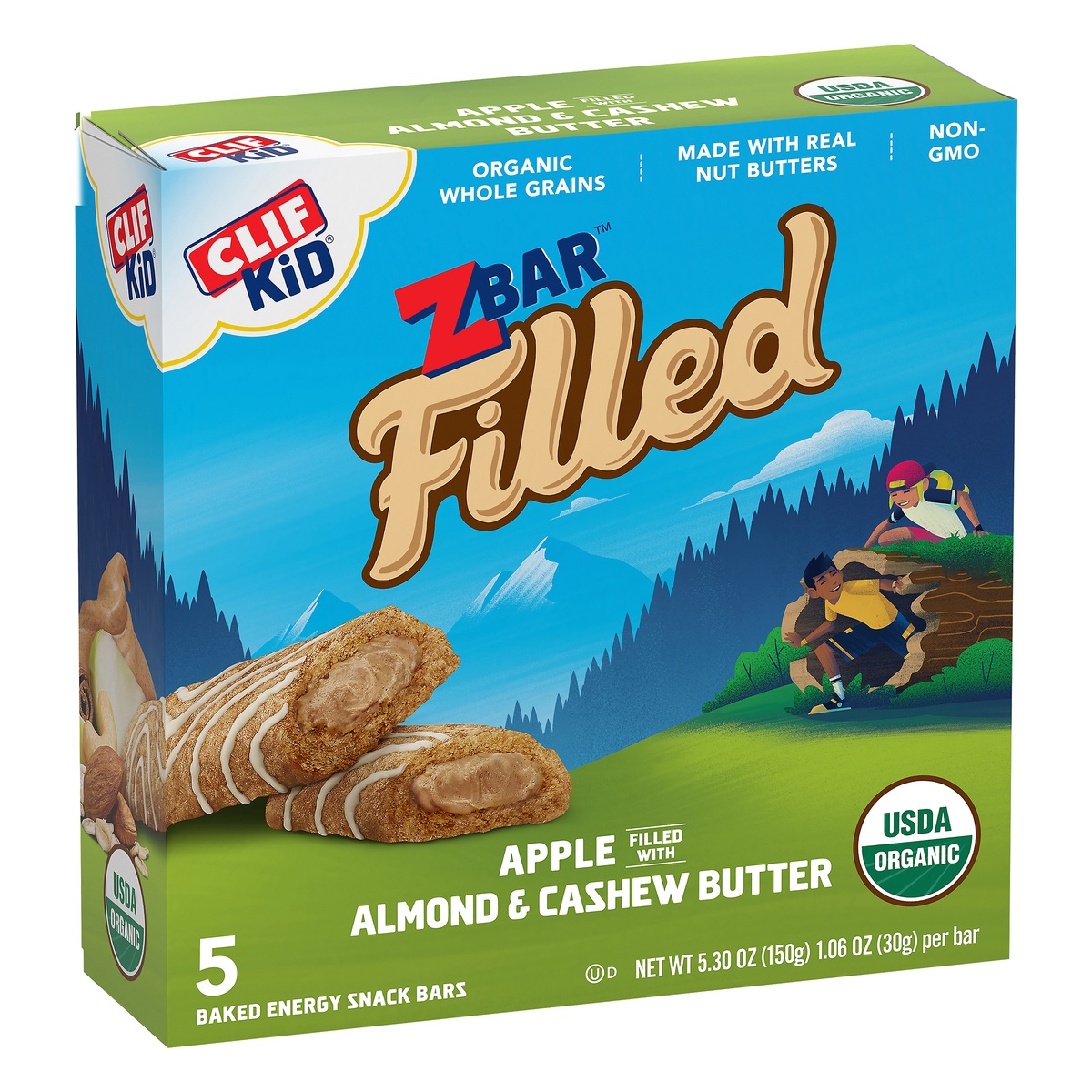 slide 2 of 10, CLIF Kid Organic Zbar Filled Apple with Almond Butter Energy Bars, 5 ct