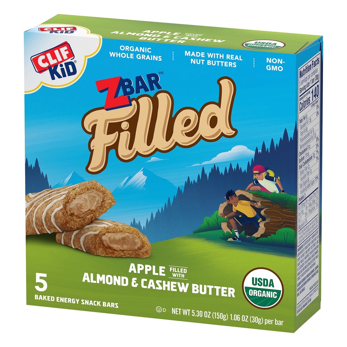 slide 3 of 10, CLIF Kid Organic Zbar Filled Apple with Almond Butter Energy Bars, 5 ct