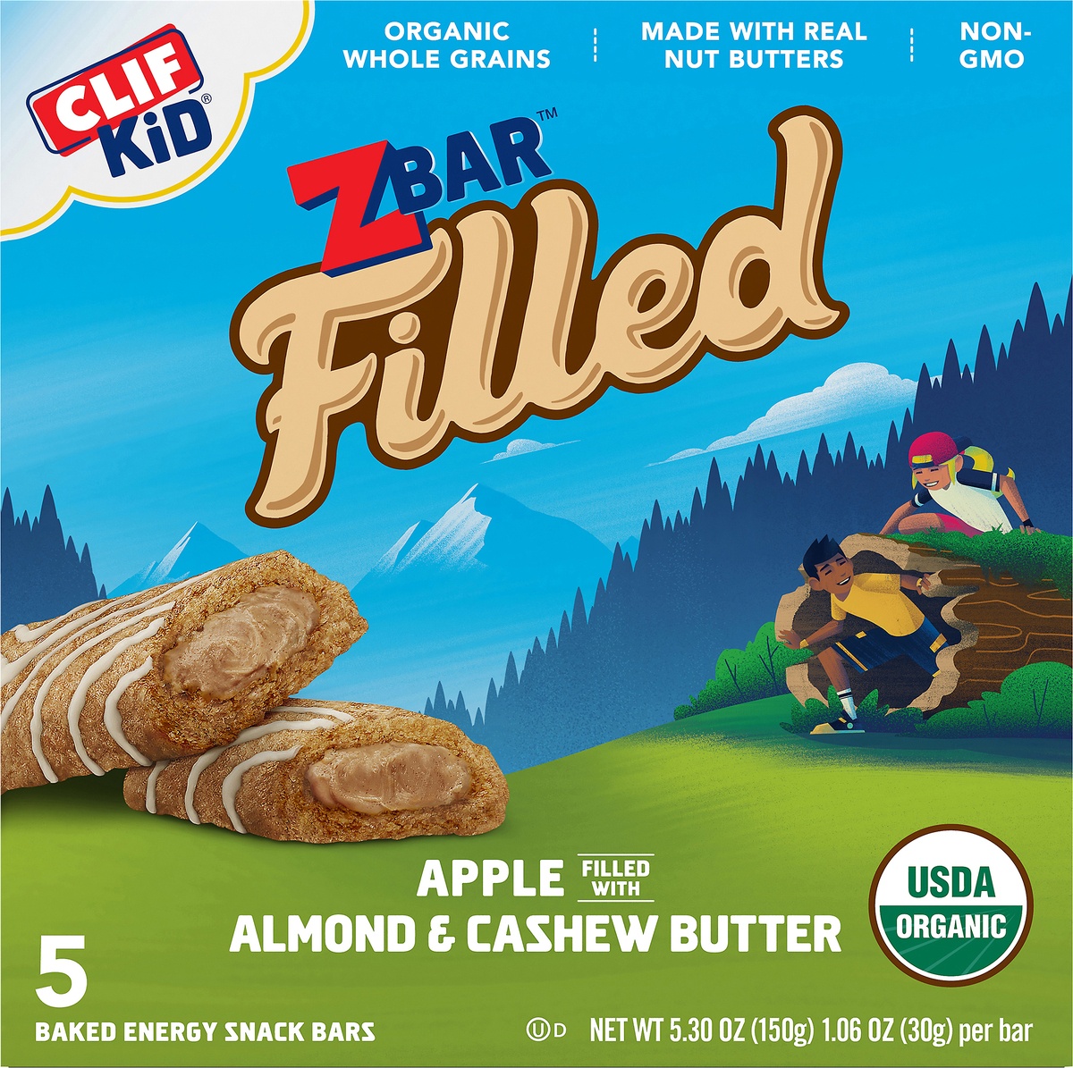slide 9 of 10, CLIF Kid Organic Zbar Filled Apple with Almond Butter Energy Bars, 5 ct