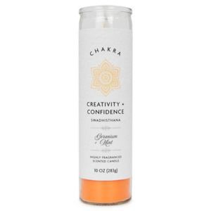 slide 1 of 1, Star Candle Co. Chakra Pillar Candle, Creativity & Confidence, 8 In, 14 oz