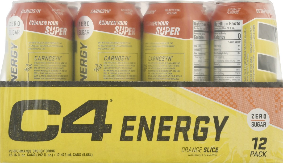 slide 6 of 9, C4 Sport Energy 12 Pack Orange Slice Performance Energy Drink 12 ea, 12 ct