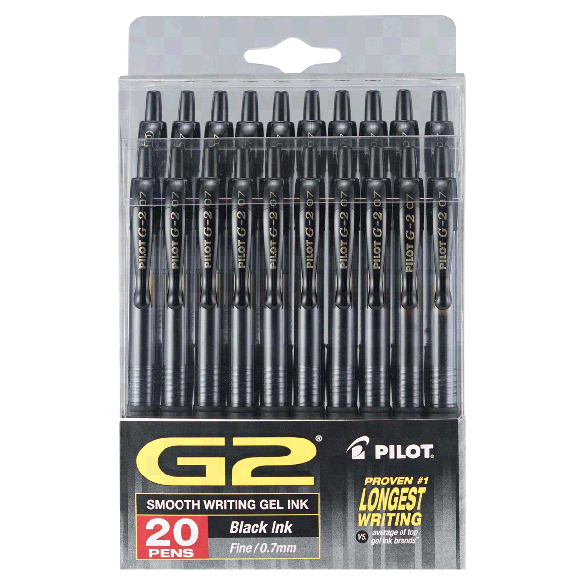 slide 1 of 1, Pilot G2 Premium Retractable Gel Ink Rolling Ball Pen, Fine Point, Black Ink, 20 ct